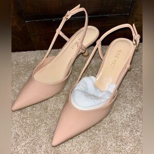 Nine West Nude Sling-Back Kitten Heel